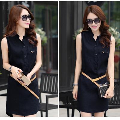 ĐẦM JEAN SUÔNG SÁT NÁCH CỔ TRỤ PHỐI CẦU VAI - NJ166